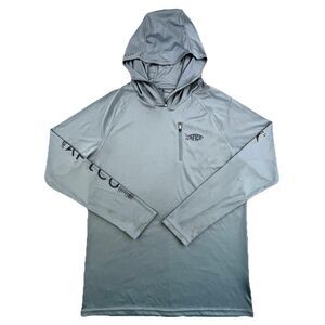 AFTCO Hoodie Mens Medium Gray AFTECH Performance Fishing Lightweight Pullover